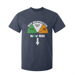 Irish Breathalyzer Blow Here Funny Drinking Gauge T Shirt For Kid St Patricks Day Party Offensive Adult Humor TS02 Navy Print Your Wear