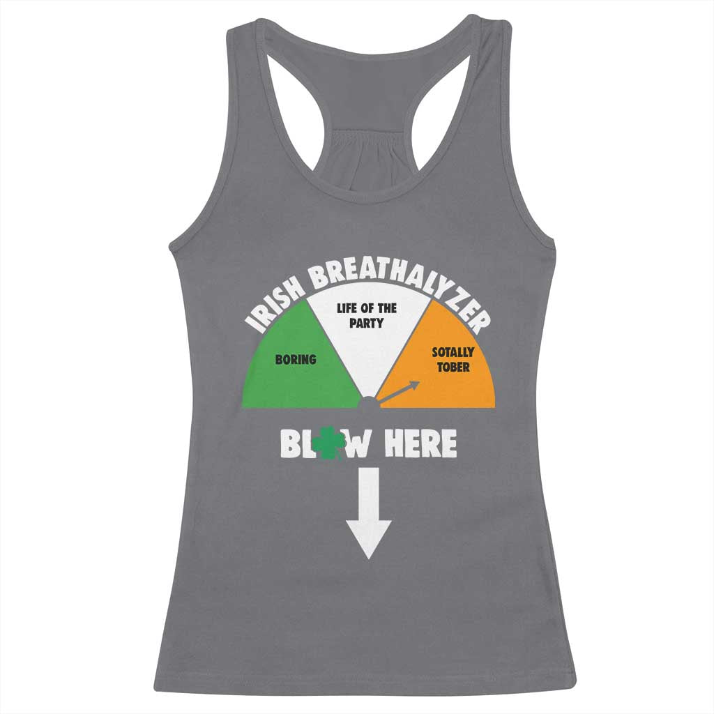 Irish Breathalyzer Blow Here Funny Drinking Gauge Racerback Tank Top St Patricks Day Party Offensive Adult Humor TS02 Charcoal Print Your Wear