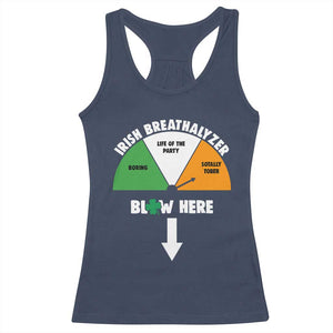 Irish Breathalyzer Blow Here Funny Drinking Gauge Racerback Tank Top St Patricks Day Party Offensive Adult Humor TS02 Navy Print Your Wear