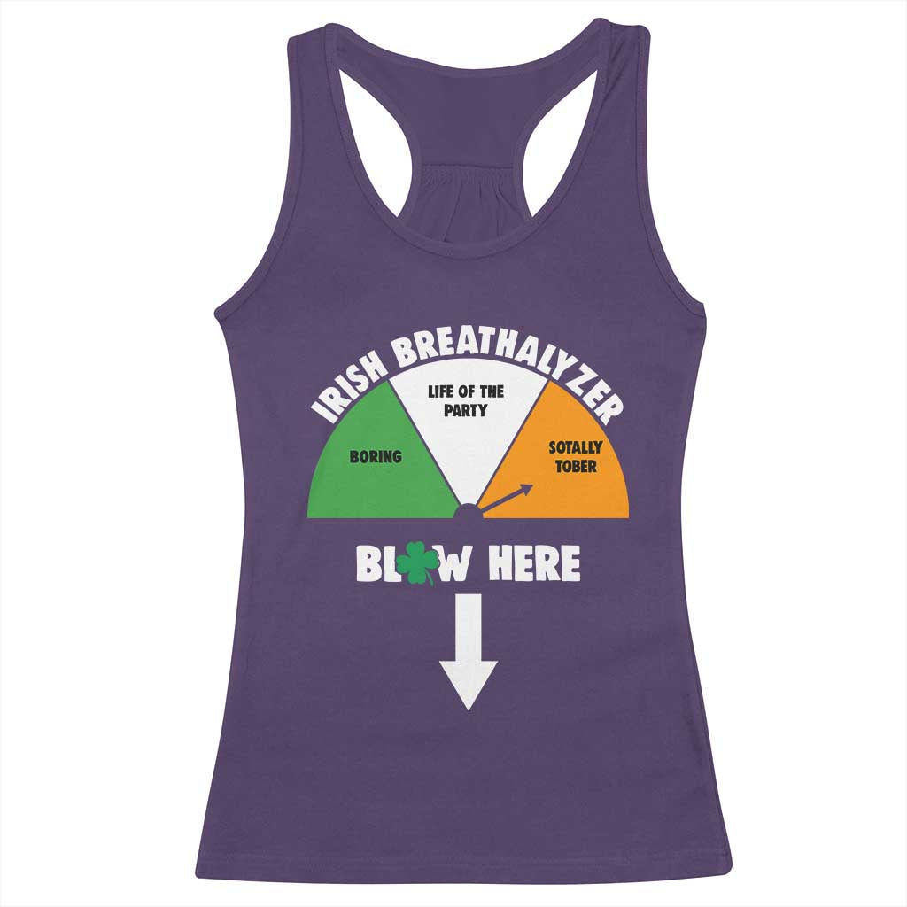 Irish Breathalyzer Blow Here Funny Drinking Gauge Racerback Tank Top St Patricks Day Party Offensive Adult Humor TS02 Purple Print Your Wear
