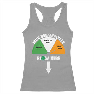 Irish Breathalyzer Blow Here Funny Drinking Gauge Racerback Tank Top St Patricks Day Party Offensive Adult Humor TS02 Sport Gray Print Your Wear