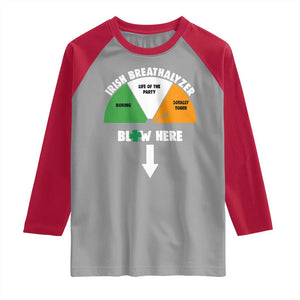 Irish Breathalyzer Blow Here Funny Drinking Gauge Raglan Shirt St Patricks Day Party Offensive Adult Humor TS02 Sport Gray Red Print Your Wear