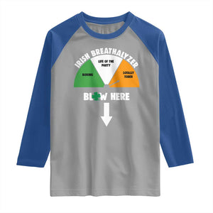 Irish Breathalyzer Blow Here Funny Drinking Gauge Raglan Shirt St Patricks Day Party Offensive Adult Humor TS02 Sport Gray Royal Print Your Wear