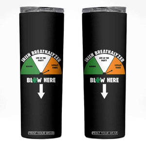 Irish Breathalyzer Blow Here Funny Drinking Gauge Skinny Tumbler St Patricks Day Party Offensive Adult Humor TS02 Black Print Your Wear