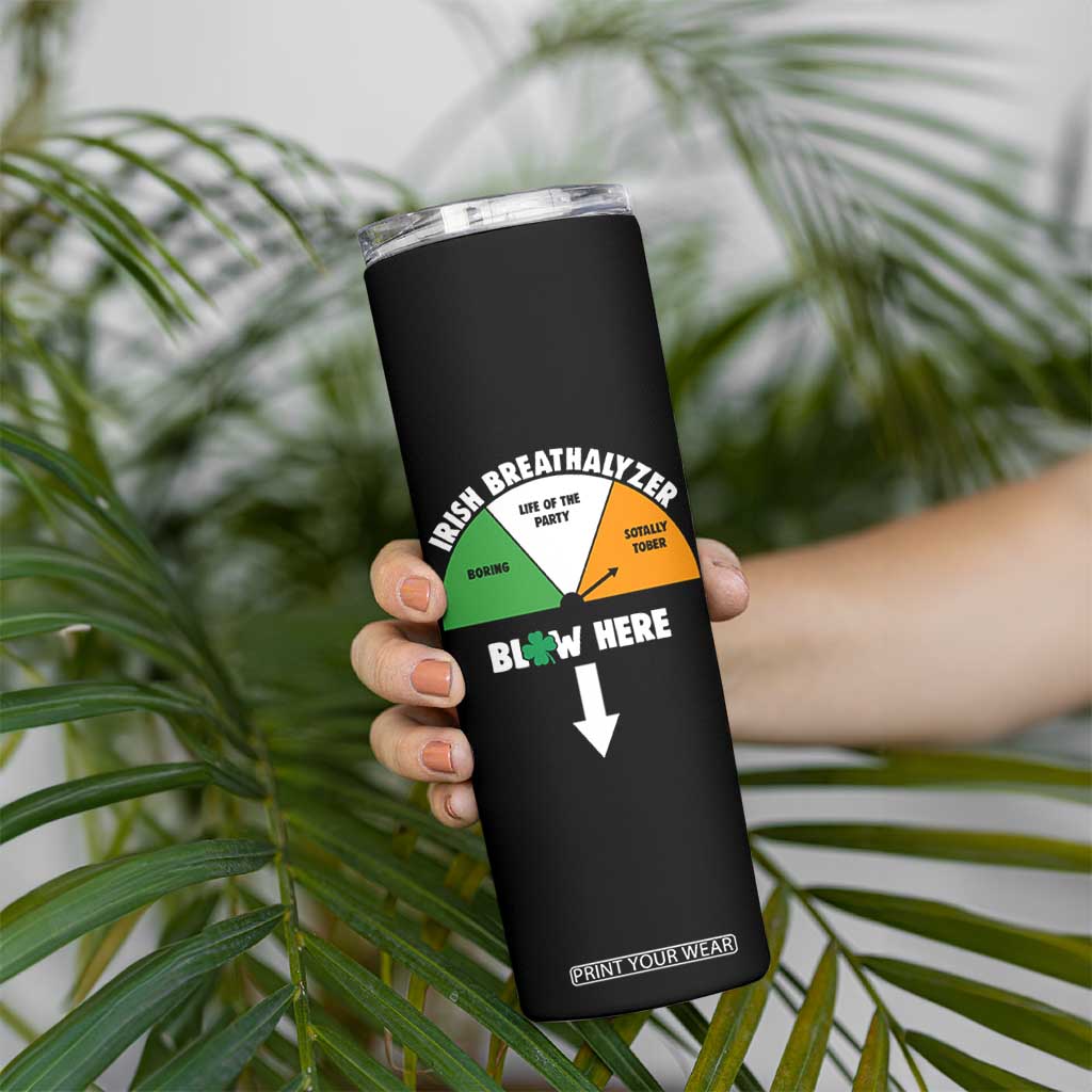 Irish Breathalyzer Blow Here Funny Drinking Gauge Skinny Tumbler St Patricks Day Party Offensive Adult Humor TS02 Print Your Wear