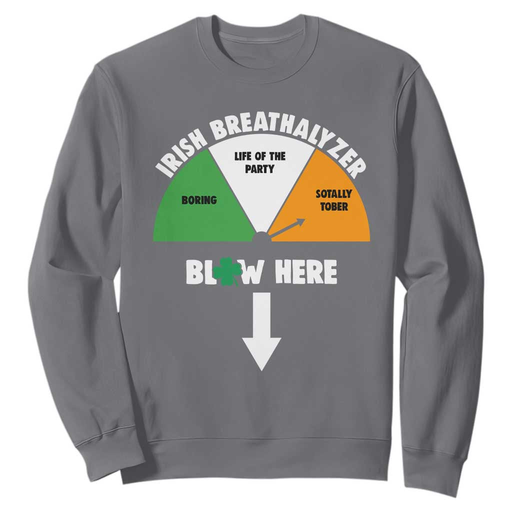 Irish Breathalyzer Blow Here Funny Drinking Gauge Sweatshirt St Patricks Day Party Offensive Adult Humor TS02 Charcoal Print Your Wear