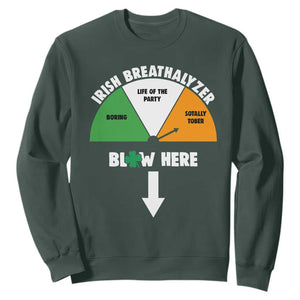 Irish Breathalyzer Blow Here Funny Drinking Gauge Sweatshirt St Patricks Day Party Offensive Adult Humor TS02 Dark Forest Green Print Your Wear