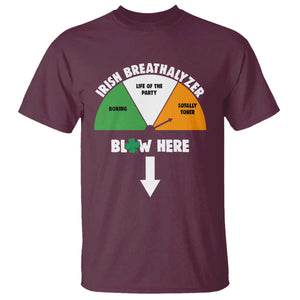 Irish Breathalyzer Blow Here Funny Drinking Gauge T Shirt St Patricks Day Party Offensive Adult Humor TS02 Maroon Print Your Wear