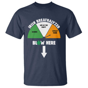 Irish Breathalyzer Blow Here Funny Drinking Gauge T Shirt St Patricks Day Party Offensive Adult Humor TS02 Navy Print Your Wear