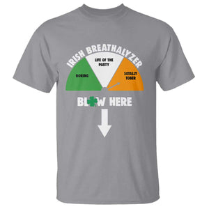 Irish Breathalyzer Blow Here Funny Drinking Gauge T Shirt St Patricks Day Party Offensive Adult Humor TS02 Sport Gray Print Your Wear