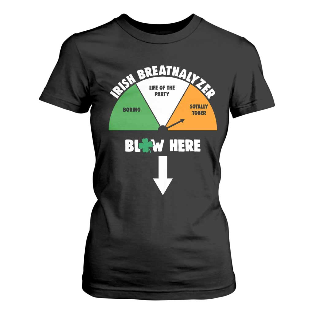 Irish Breathalyzer Blow Here Funny Drinking Gauge T Shirt For Women St Patricks Day Party Offensive Adult Humor TS02 Black Print Your Wear