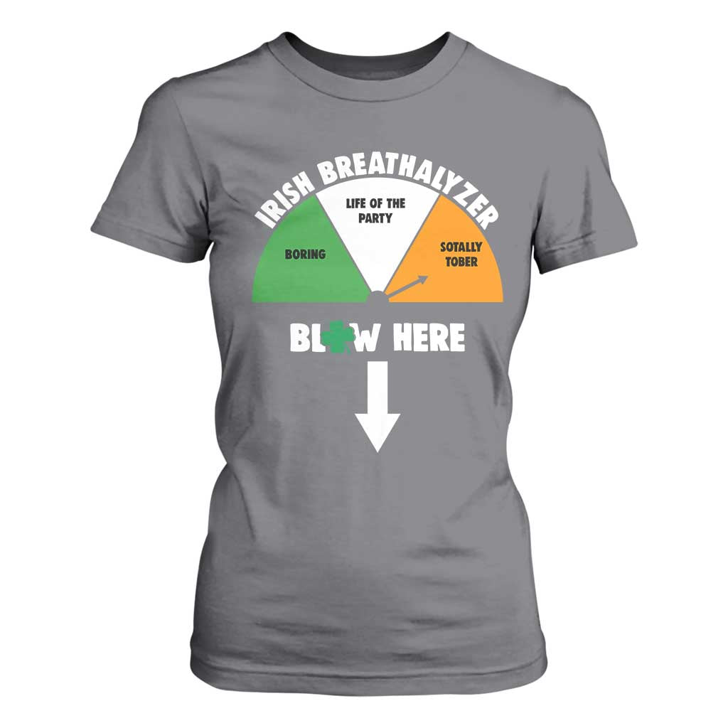Irish Breathalyzer Blow Here Funny Drinking Gauge T Shirt For Women St Patricks Day Party Offensive Adult Humor TS02 Charcoal Print Your Wear