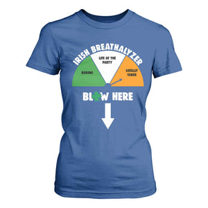 Irish Breathalyzer Blow Here Funny Drinking Gauge T Shirt For Women St Patricks Day Party Offensive Adult Humor TS02 Royal Blue Print Your Wear