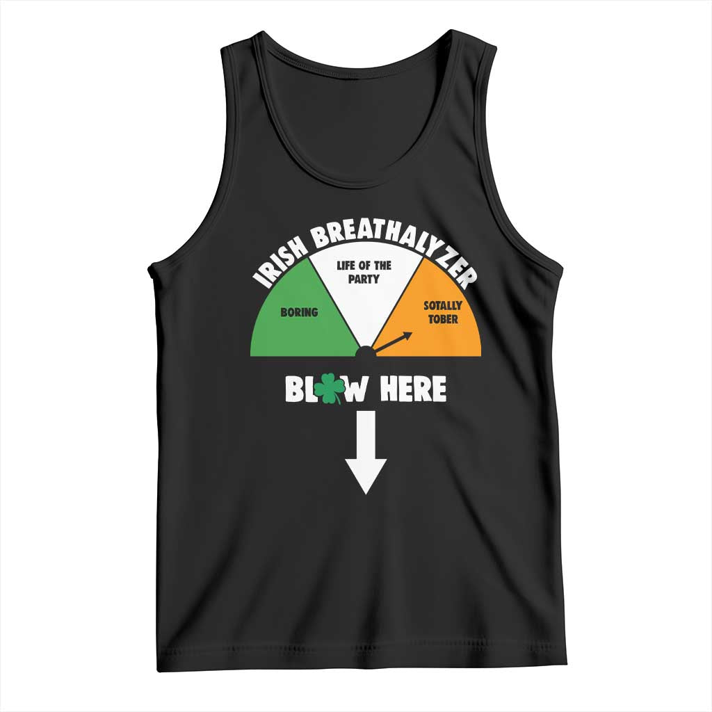 Irish Breathalyzer Blow Here Funny Drinking Gauge Tank Top St Patricks Day Party Offensive Adult Humor TS02 Black Print Your Wear