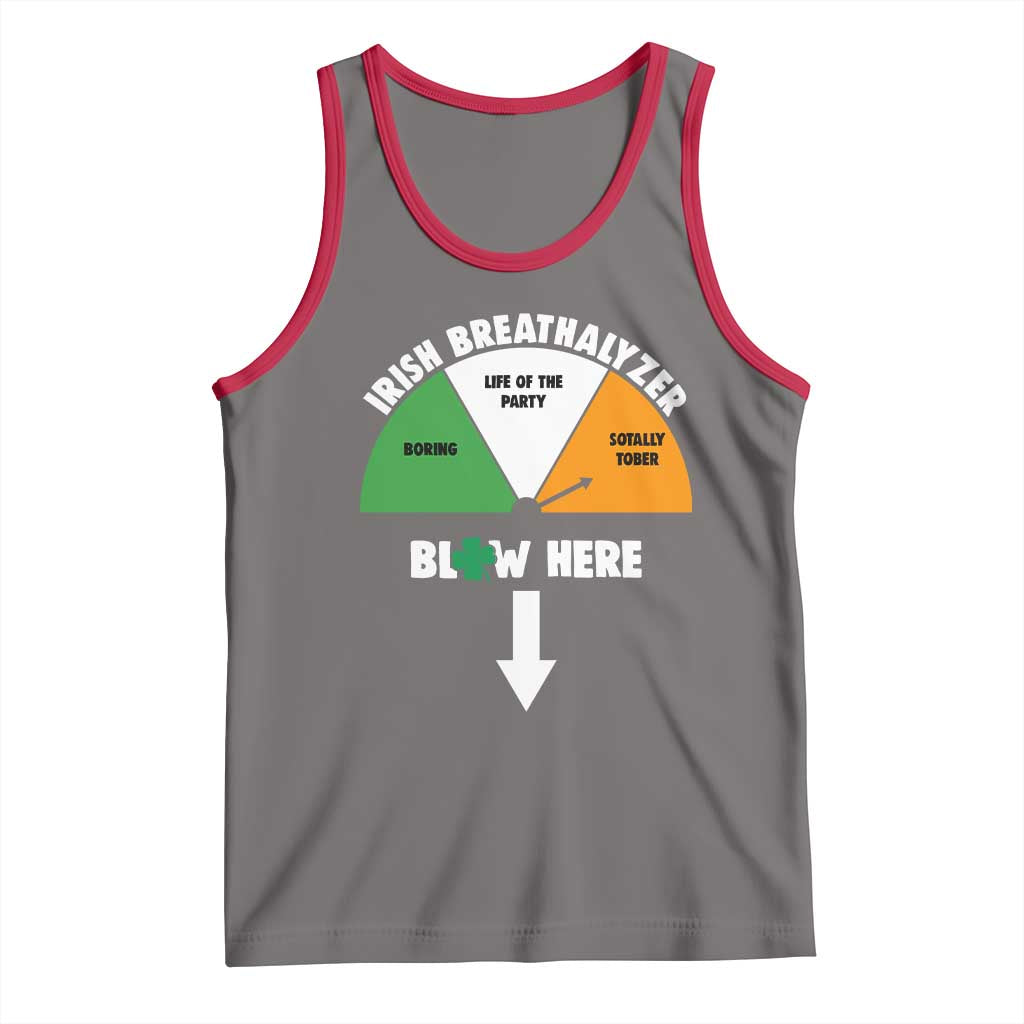 Irish Breathalyzer Blow Here Funny Drinking Gauge Tank Top St Patricks Day Party Offensive Adult Humor TS02 Deep Heather Red Print Your Wear