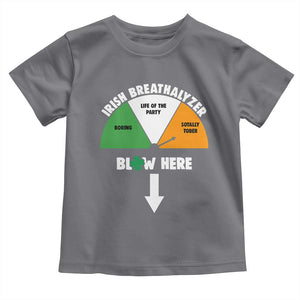 Irish Breathalyzer Blow Here Funny Drinking Gauge Toddler T Shirt St Patricks Day Party Offensive Adult Humor TS02 Charcoal Print Your Wear