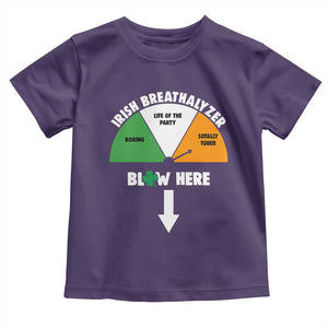 Irish Breathalyzer Blow Here Funny Drinking Gauge Toddler T Shirt St Patricks Day Party Offensive Adult Humor TS02 Purple Print Your Wear