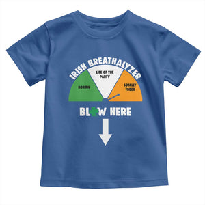 Irish Breathalyzer Blow Here Funny Drinking Gauge Toddler T Shirt St Patricks Day Party Offensive Adult Humor TS02 Royal Blue Print Your Wear