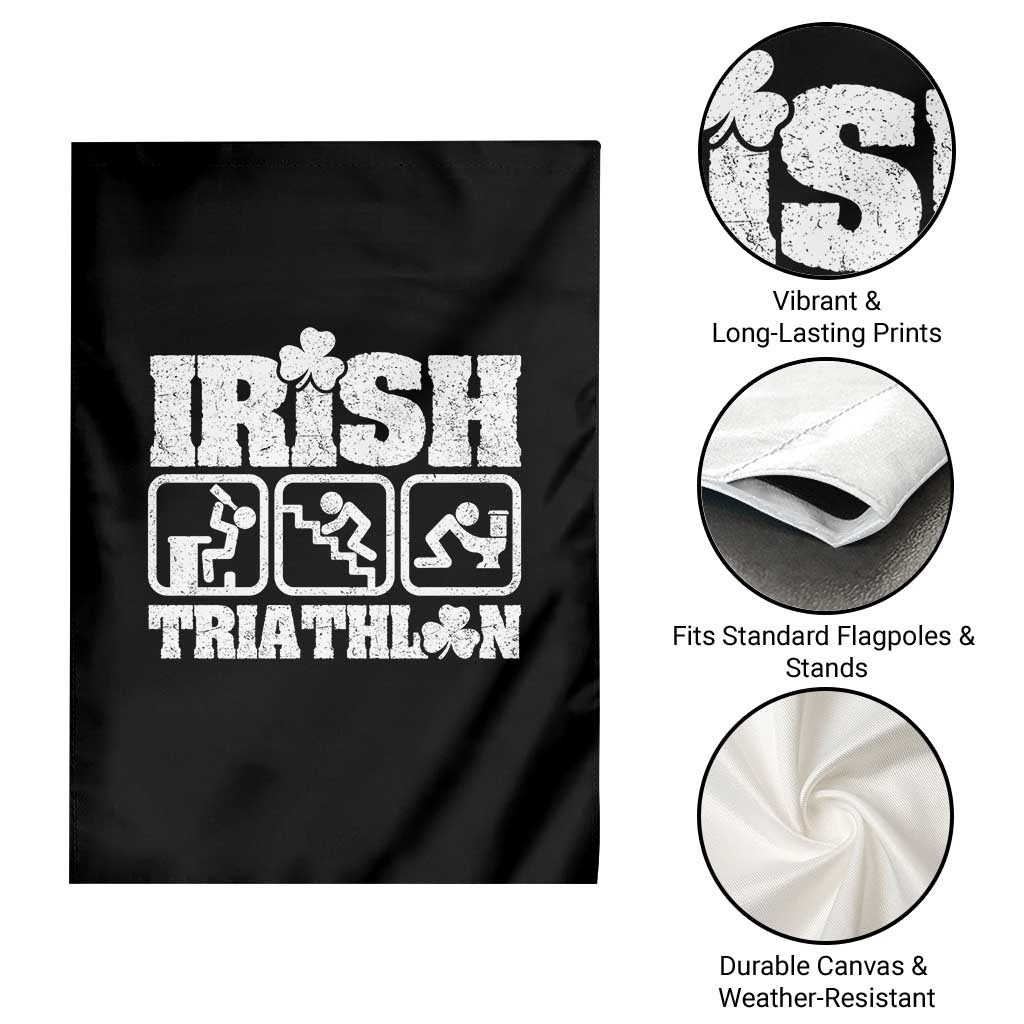 Irish Triathlon Funny Drinking Challenge Garden Flag St Patricks Day Beer Party Humor TS02 Print Your Wear