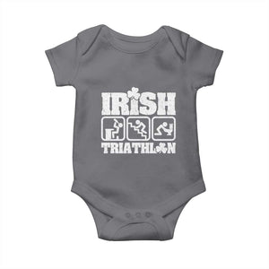 Irish Triathlon Funny Drinking Challenge Baby Onesie St Patricks Day Beer Party Humor TS02 Charcoal Print Your Wear