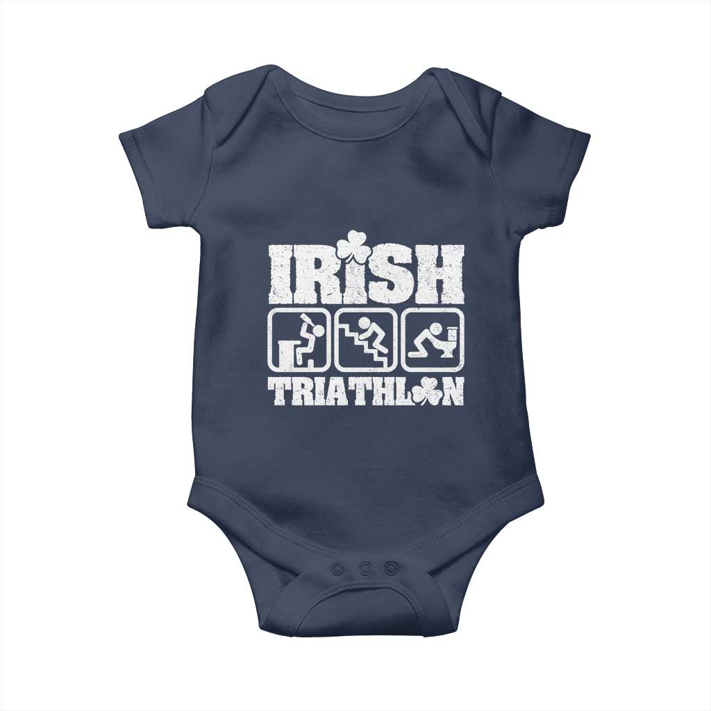 Irish Triathlon Funny Drinking Challenge Baby Onesie St Patricks Day Beer Party Humor TS02 Navy Print Your Wear