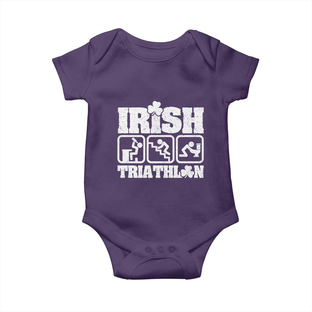Irish Triathlon Funny Drinking Challenge Baby Onesie St Patricks Day Beer Party Humor TS02 Purple Print Your Wear