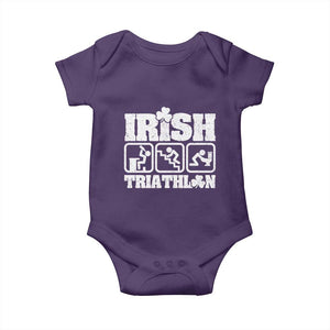 Irish Triathlon Funny Drinking Challenge Baby Onesie St Patricks Day Beer Party Humor TS02 Purple Print Your Wear