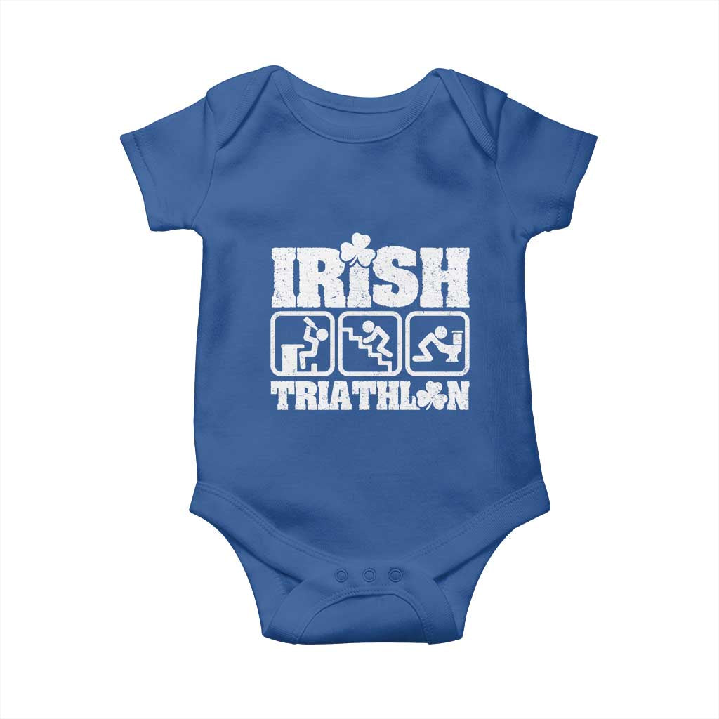 Irish Triathlon Funny Drinking Challenge Baby Onesie St Patricks Day Beer Party Humor TS02 Royal Blue Print Your Wear