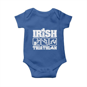 Irish Triathlon Funny Drinking Challenge Baby Onesie St Patricks Day Beer Party Humor TS02 Royal Blue Print Your Wear