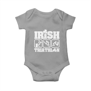 Irish Triathlon Funny Drinking Challenge Baby Onesie St Patricks Day Beer Party Humor TS02 Sport Gray Print Your Wear