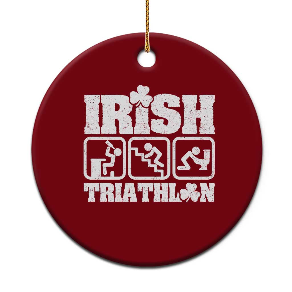 Irish Triathlon Funny Drinking Challenge Ceramic Ornament St Patricks Day Beer Party Humor TS02 1pc Red Print Your Wear