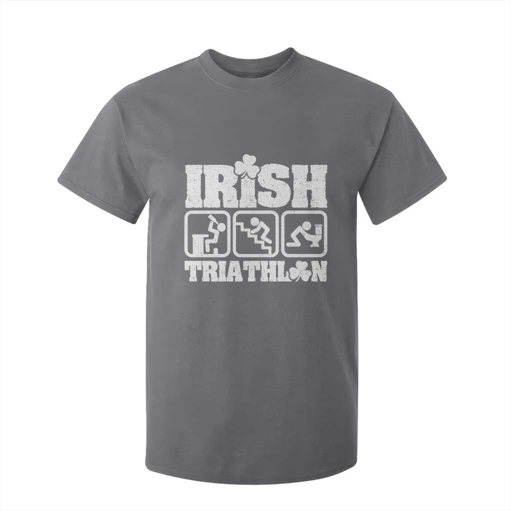 Irish Triathlon Funny Drinking Challenge T Shirt For Kid St Patricks Day Beer Party Humor TS02 Charcoal Print Your Wear