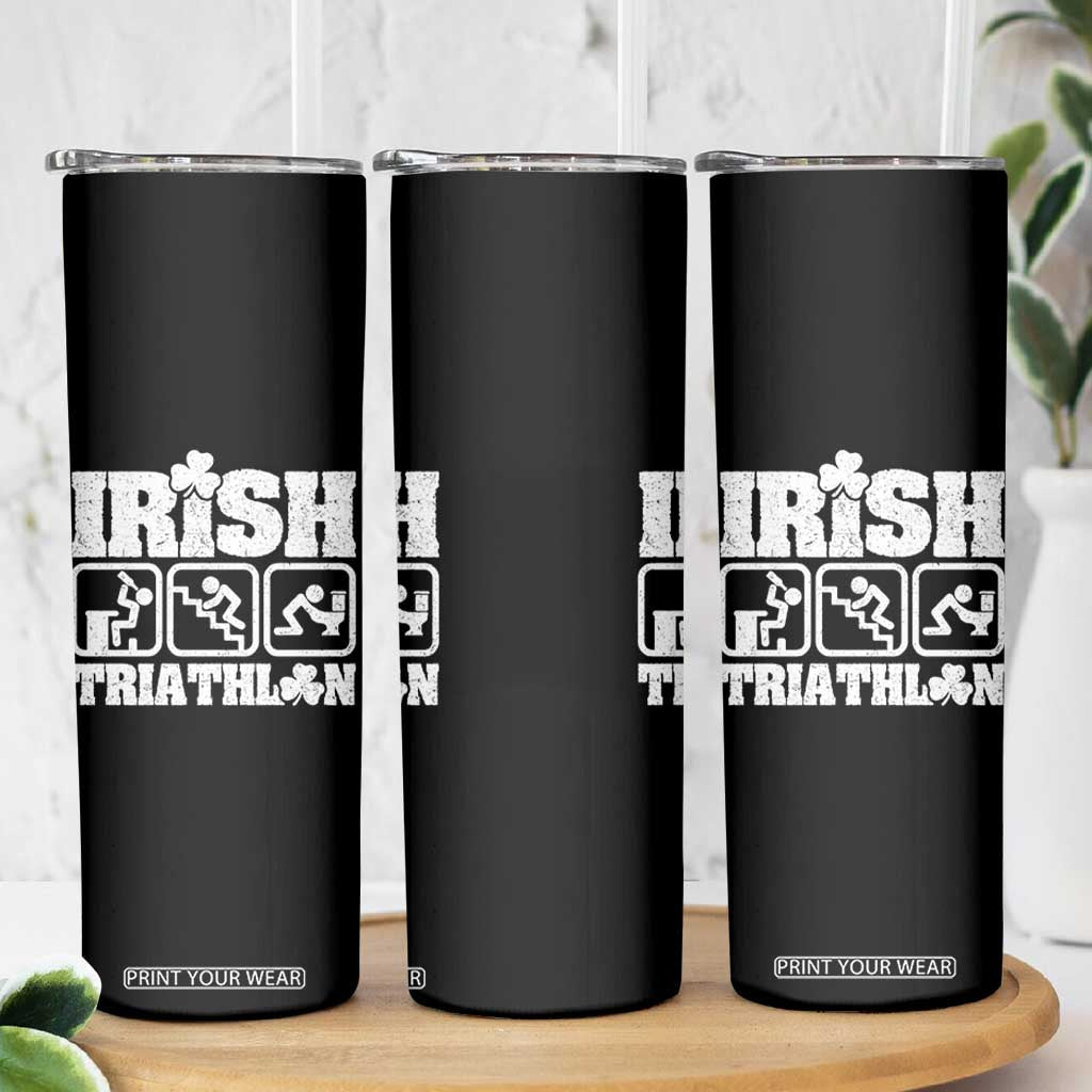 Irish Triathlon Funny Drinking Challenge Skinny Tumbler St Patricks Day Beer Party Humor TS02 Print Your Wear