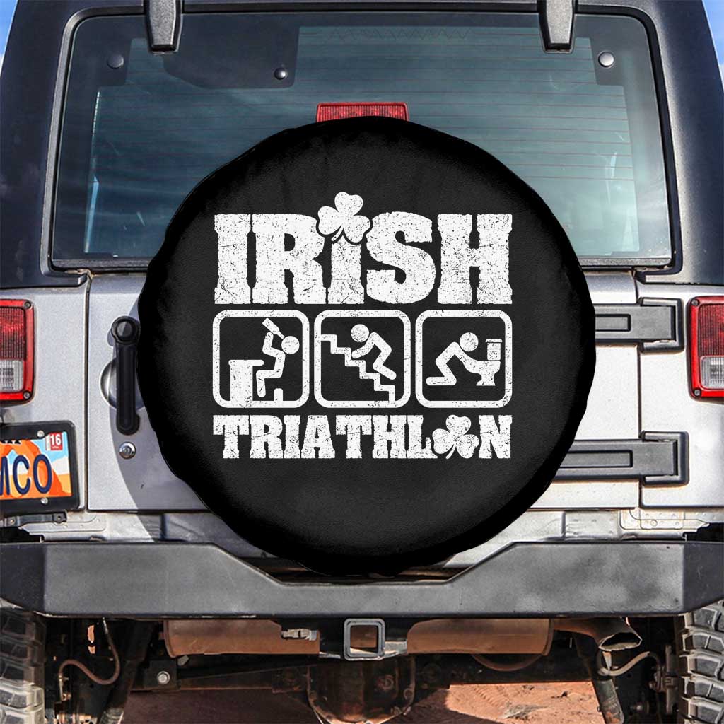 Irish Triathlon Funny Drinking Challenge Spare Tire Cover St Patricks Day Beer Party Humor TS02 No hole Black Print Your Wear