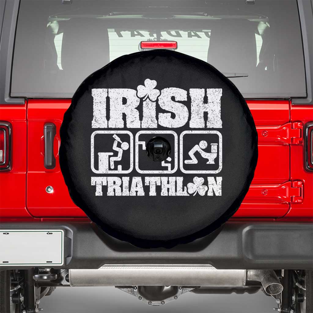 Irish Triathlon Funny Drinking Challenge Spare Tire Cover St Patricks Day Beer Party Humor TS02 Black Print Your Wear