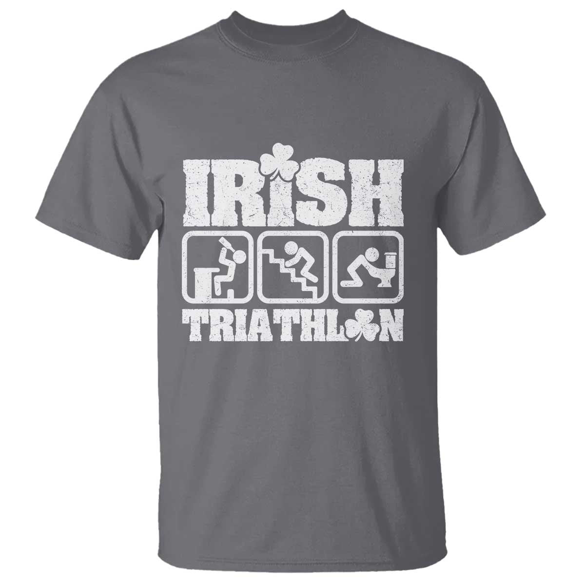Irish Triathlon Funny Drinking Challenge T Shirt St Patricks Day Beer Party Humor TS02 Charcoal Print Your Wear