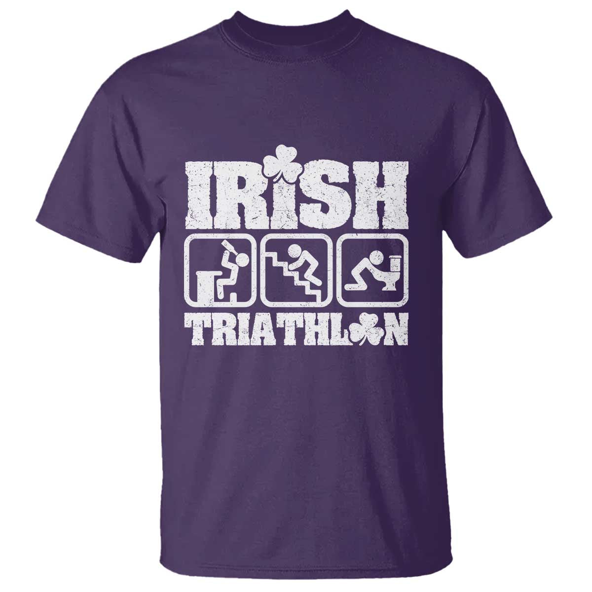 Irish Triathlon Funny Drinking Challenge T Shirt St Patricks Day Beer Party Humor TS02 Purple Print Your Wear