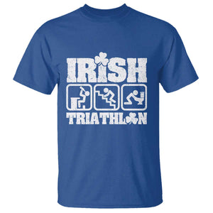 Irish Triathlon Funny Drinking Challenge T Shirt St Patricks Day Beer Party Humor TS02 Royal Blue Print Your Wear