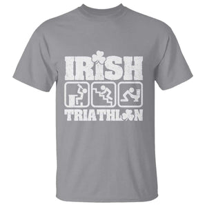 Irish Triathlon Funny Drinking Challenge T Shirt St Patricks Day Beer Party Humor TS02 Sport Gray Print Your Wear