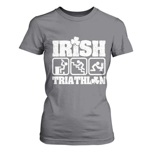 Irish Triathlon Funny Drinking Challenge T Shirt For Women St Patricks Day Beer Party Humor TS02 Charcoal Print Your Wear