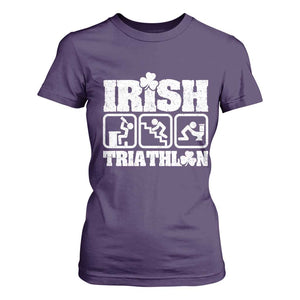 Irish Triathlon Funny Drinking Challenge T Shirt For Women St Patricks Day Beer Party Humor TS02 Purple Print Your Wear