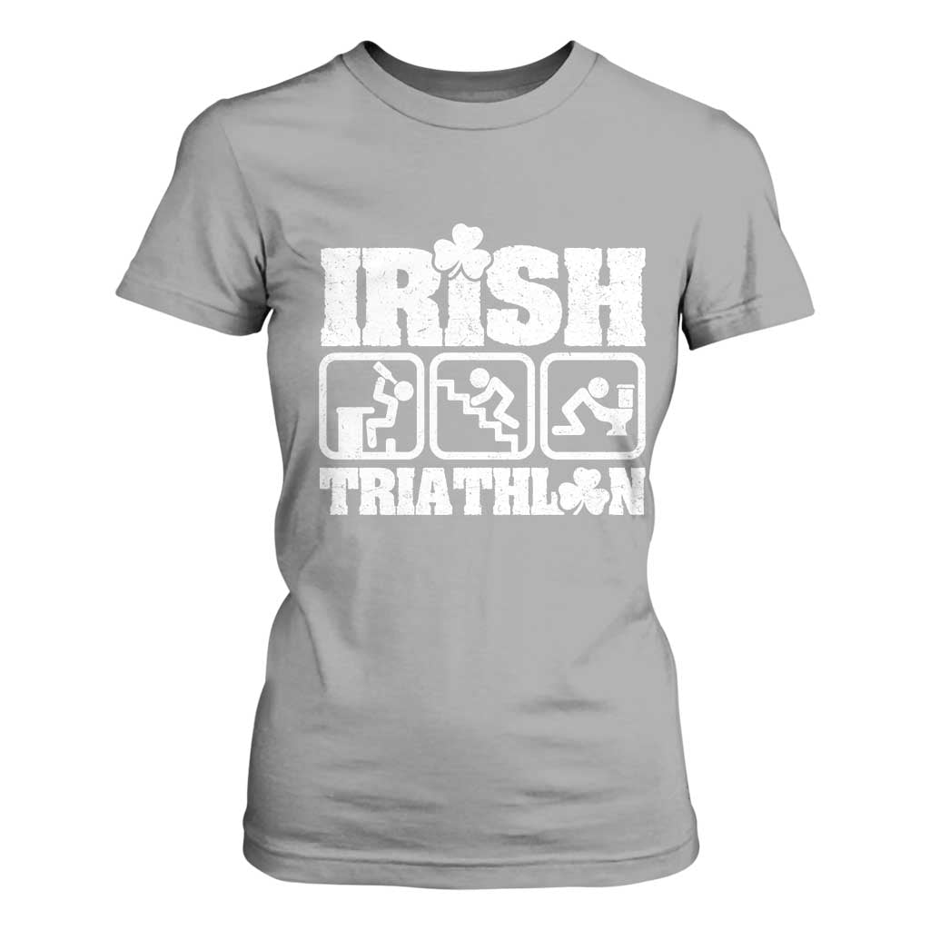 Irish Triathlon Funny Drinking Challenge T Shirt For Women St Patricks Day Beer Party Humor TS02 Sport Gray Print Your Wear