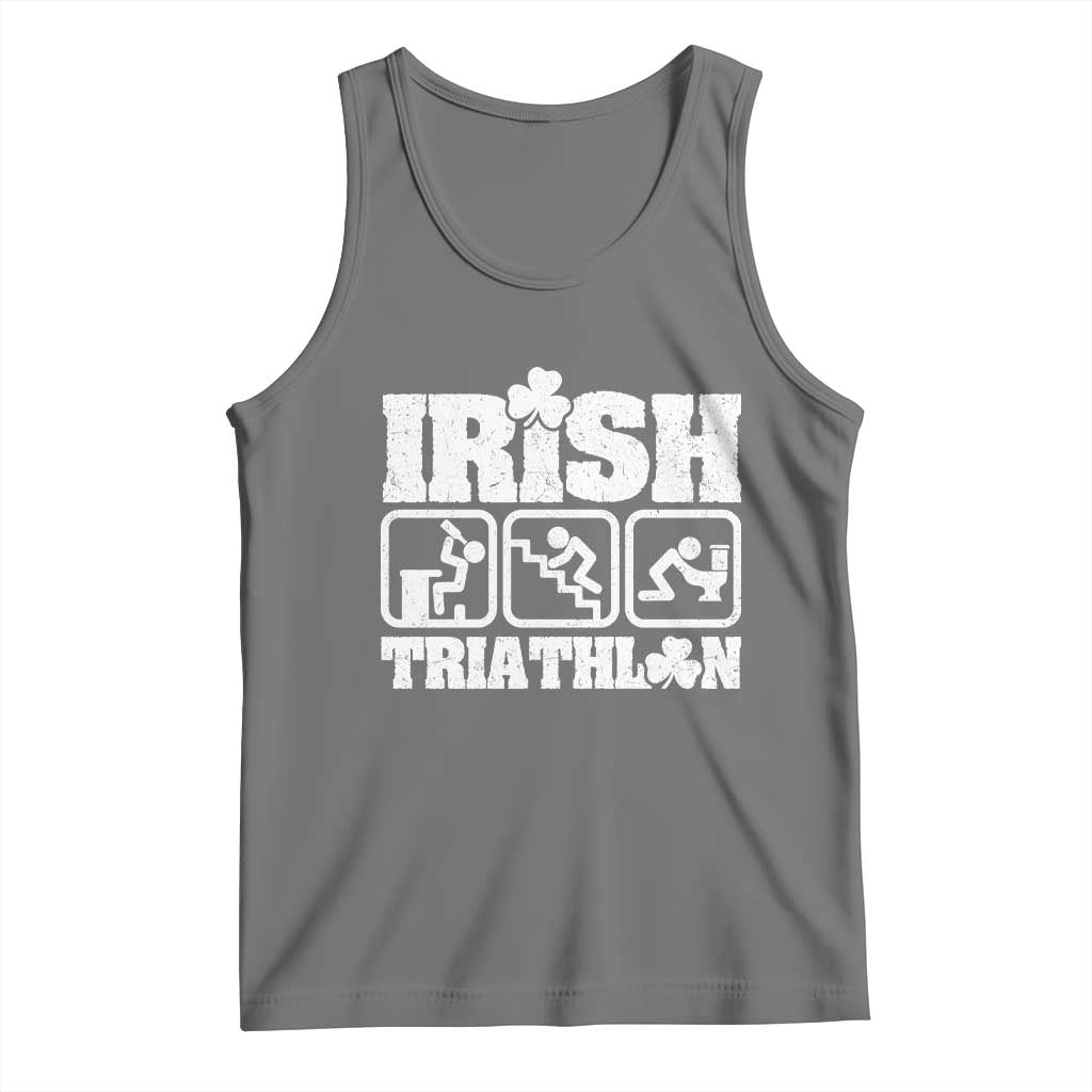 Irish Triathlon Funny Drinking Challenge Tank Top St Patricks Day Beer Party Humor TS02 Black Heather Print Your Wear