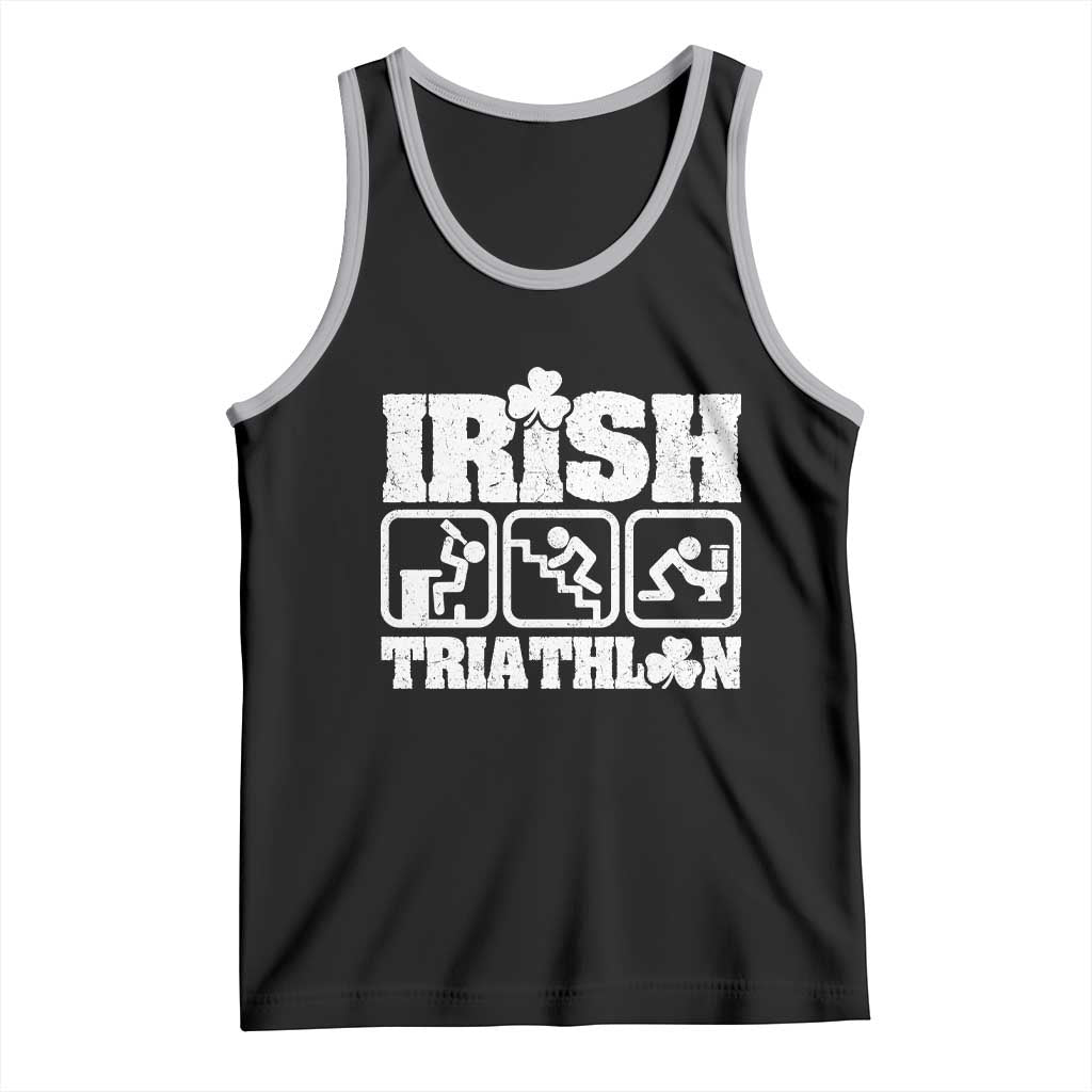 Irish Triathlon Funny Drinking Challenge Tank Top St Patricks Day Beer Party Humor TS02 Black Athletic Heather Print Your Wear