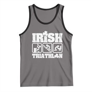Irish Triathlon Funny Drinking Challenge Tank Top St Patricks Day Beer Party Humor TS02 Deep Heather Black Print Your Wear