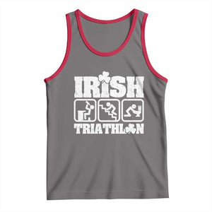 Irish Triathlon Funny Drinking Challenge Tank Top St Patricks Day Beer Party Humor TS02 Deep Heather Red Print Your Wear