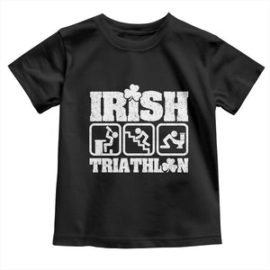 Irish Triathlon Funny Drinking Challenge Toddler T Shirt St Patricks Day Beer Party Humor TS02 Black Print Your Wear