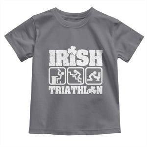 Irish Triathlon Funny Drinking Challenge Toddler T Shirt St Patricks Day Beer Party Humor TS02 Charcoal Print Your Wear