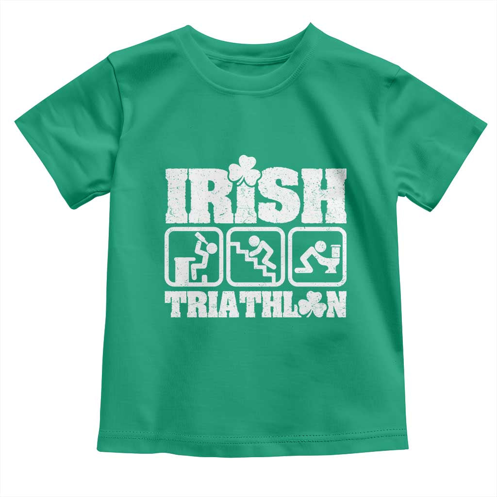 Irish Triathlon Funny Drinking Challenge Toddler T Shirt St Patricks Day Beer Party Humor TS02 Irish Green Print Your Wear