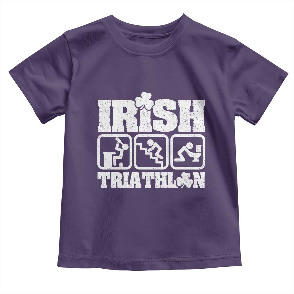 Irish Triathlon Funny Drinking Challenge Toddler T Shirt St Patricks Day Beer Party Humor TS02 Purple Print Your Wear